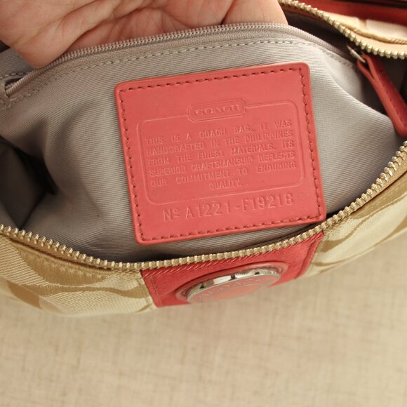 COACH Demi Crossbody Bag Signature Khaki Coral Excellent Condition - Picture 4 of 7